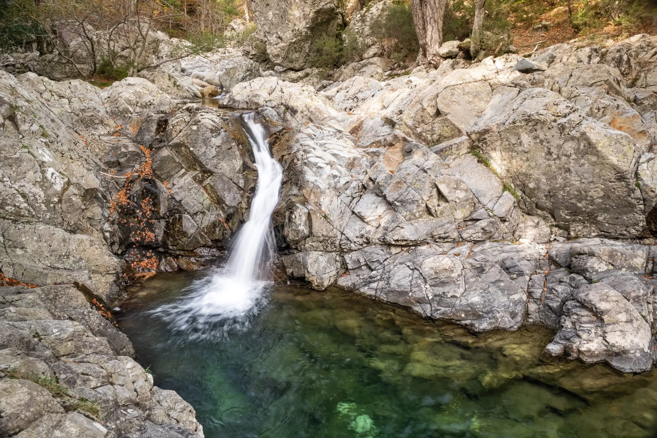 Trouver des cascades cachées dans la forêt de Vizzavona